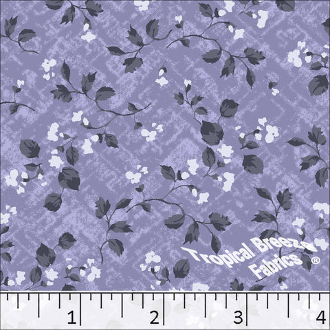 grape, Standard Weave Floral Print Poly Cotton Fabric 6337