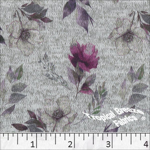 grape, Sweater Knit Floral Print Fabric 32955