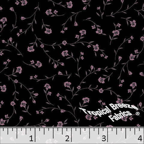 grapemist, Linen Weave Floral Print  Poly Cotton Fabric 6243
