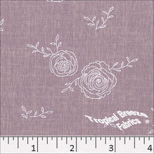 Simplistic Rose Print Polyester Fabric 04540 grapemist