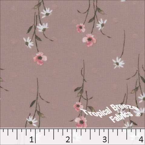 grapemist, Swiss Dot Knit Floral Print Polyester Fabric 573514