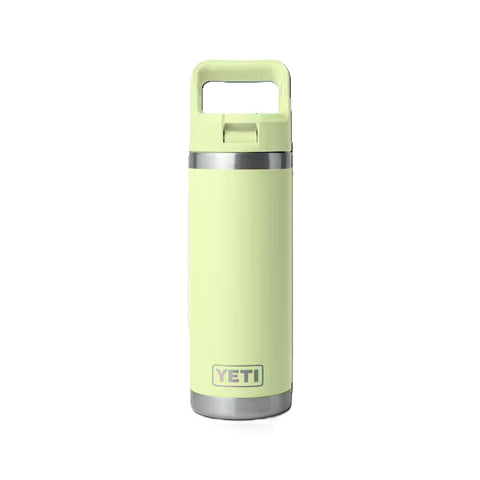 Yeti Rambler bottle with straw cap 18 oz in grasshopper