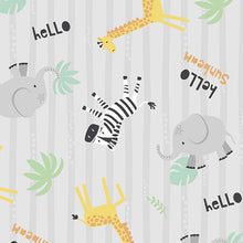 Hello Sunshine Collection Large Animal Toss Cotton Fabric Gray