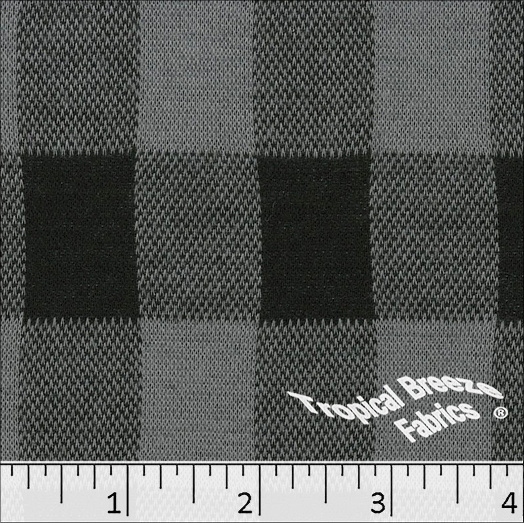 Gray Buffalo Plaid Knit Fabric