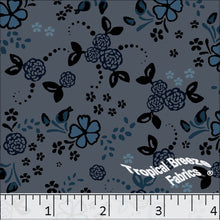 Poly Cotton Flower Garden Dress Fabric gray