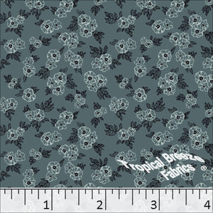 Poly Cotton Floral Print Dress Fabric gray 