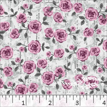 Rosebud Print Poly Cotton Dress Fabric Gray