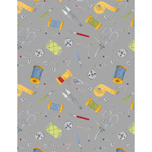 Common Threads Collection Notions All Over Cotton Fabric 21754 gray