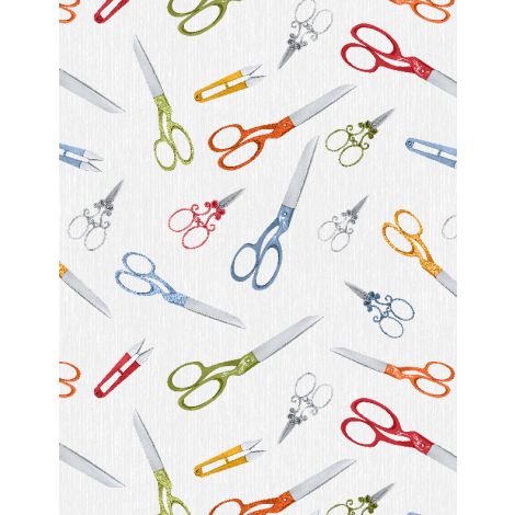 Common Threads Collection Scissors Cotton Fabric 21755 gray