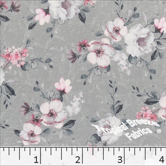 gray, Dream Crepe Stretch Floral Print 042513