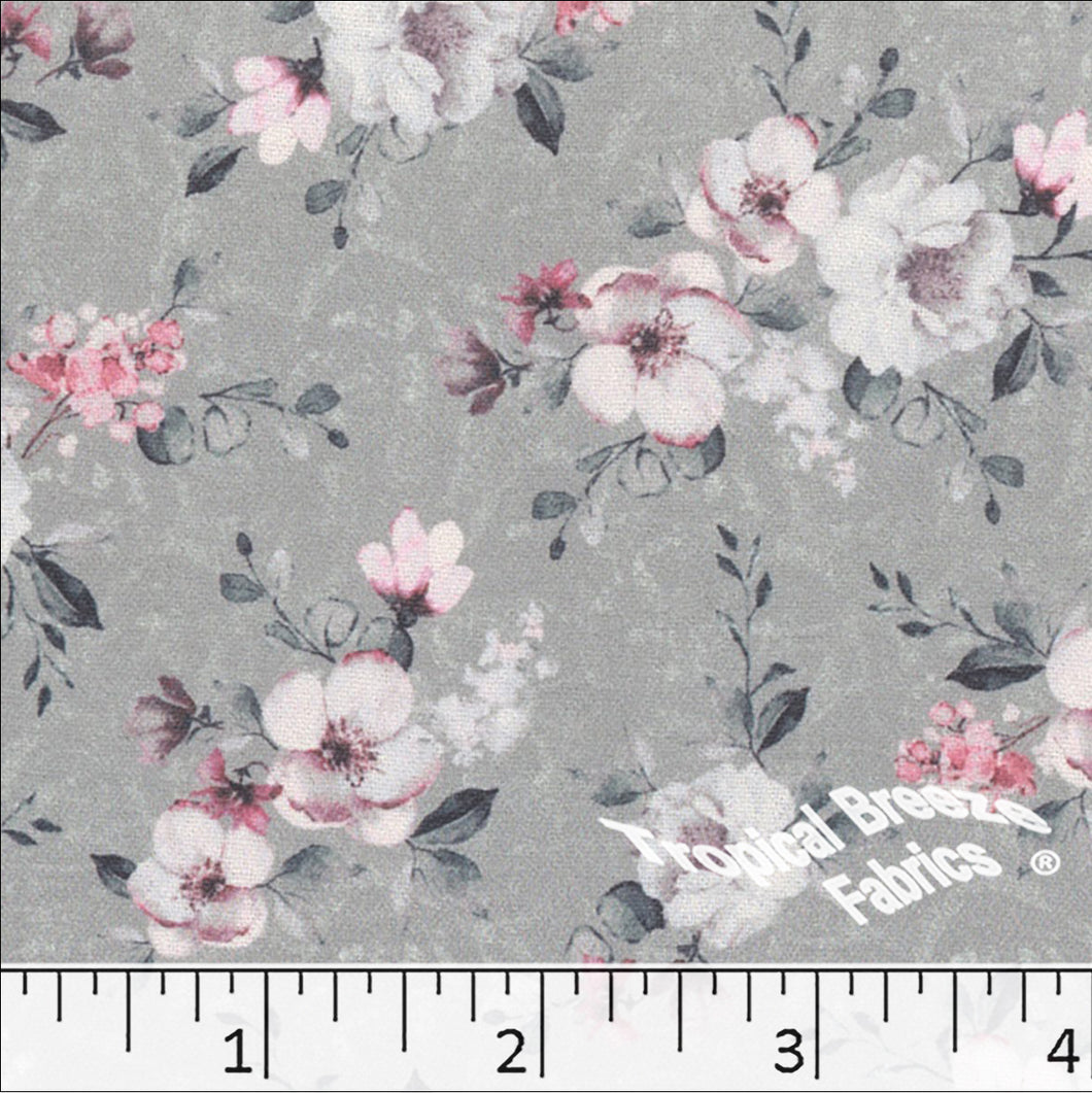 gray, Dream Crepe Stretch Floral Print 042513