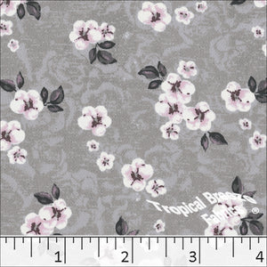 Gray, Koshibo Floral Print Polyester Fabric 048512