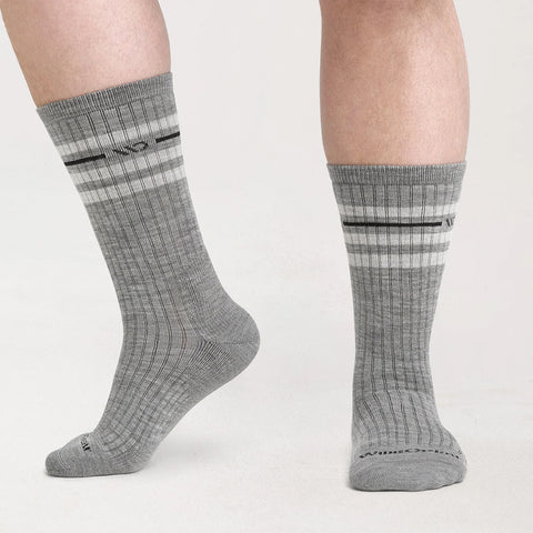 gray, Men's Vintage Stripe Cushioned Crew Socks 9002