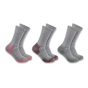 Women's Midweight Cotton Blend Crew Socks SC2823 Pack of 3 Pairs gray