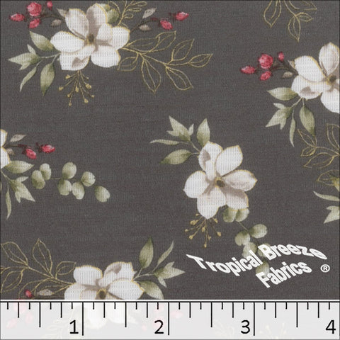 gray, Slub Knit Floral Print Fabric 573528
