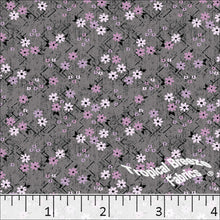 Standard Weave Criss Cross Floral Print Poly Cotton Fabric 6008 gray