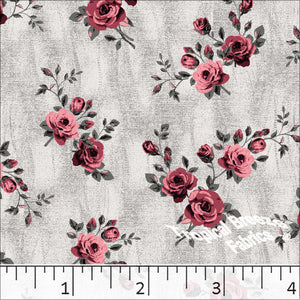 Standard Weave Floral Print Poly Cotton Fabric 6081 gray