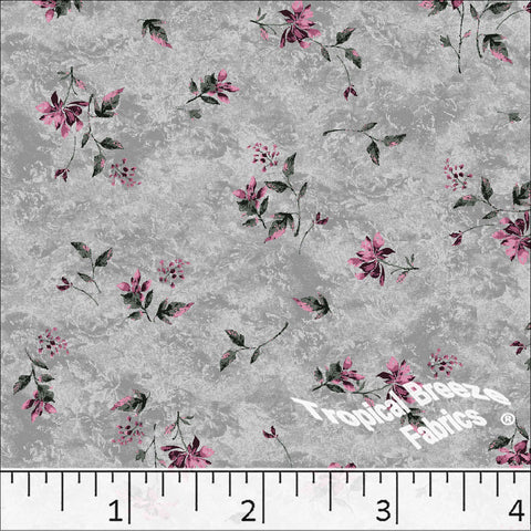 Standard Weave Floral Print Poly Cotton Fabric 6108 gray