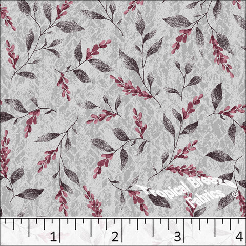 Gray, Standard Weave Floral Print Poly Cotton Fabric 6193