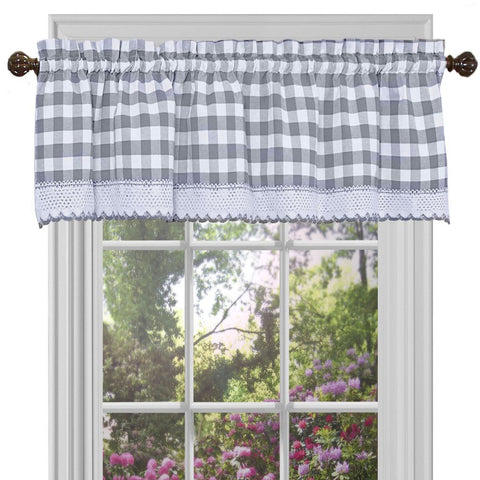 Gray check valance