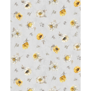 Gray floral fabric