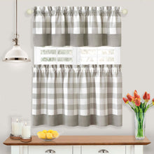 Gray plaid curtain set