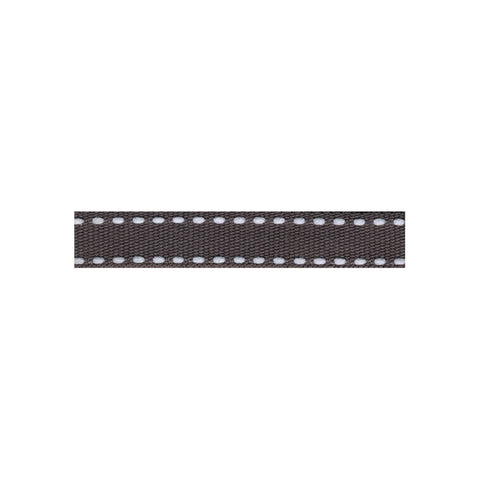Gray ribbon with white stitching