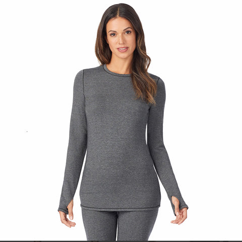 charcoal heather, Women's Long-Sleeve Ultra Cozy Crew Neck Top CD8429123