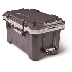 Igloo IMX 70 quart cooler in gray, side view