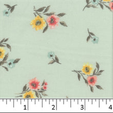 green, Double Brushed Floral Print Fabric S124