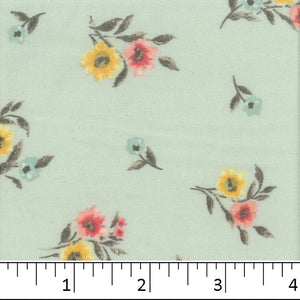 green, Double Brushed Floral Print Fabric S124