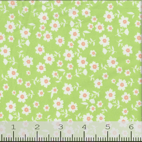 green, DTY Knit Floral Print Fabric FA151