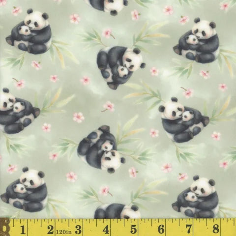 green, Little Panda Minky Stretch Fabric 1463