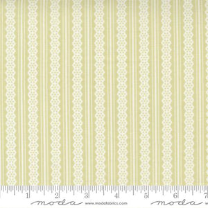 Buttercup and Slate Collection Lacey Stripes Cotton Fabric green