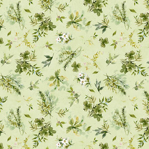 Among the Branches Collection Foliage All Over Cotton Fabric green