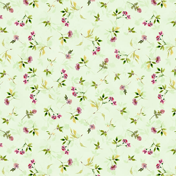 Among the Branches Collection Florals and Leaves Cotton Fabric green