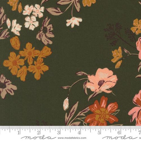 green, Foraged Found and Hand Me Down Collection Harvest Bloom Florals Cotton Fabric 45630 