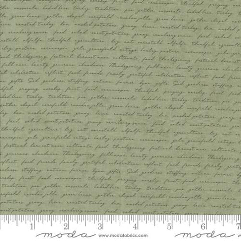 green, Acorn Hollow Collection Campfire Text Cotton Fabric 30767