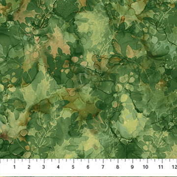 green, Autumn Breeze Collection Falling Leaves Cotton Fabric DP28058