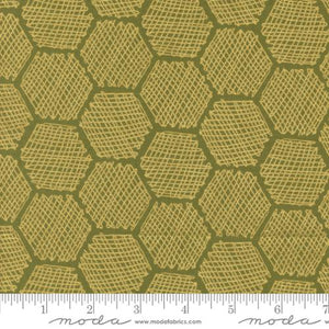 green, Bee Garden Collection Honeycomb Cotton Fabric 48416