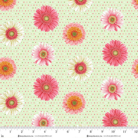 green, Bloomscape Collection Floral Cotton Fabric 2433