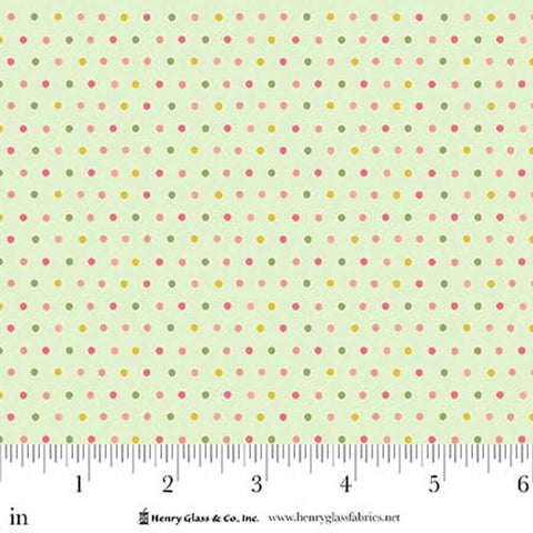 green, Bloomscape Collection Small Dots Cotton Fabric 2436