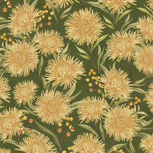 green, Chickadee Charm Collection Chrysanthemum Cotton Fabric 27728