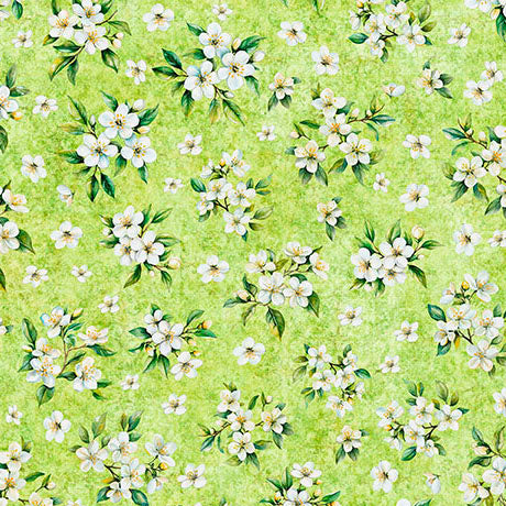 lgreen-Citrus Bliss Collection Lemon Blossoms Cotton Fabric 31716