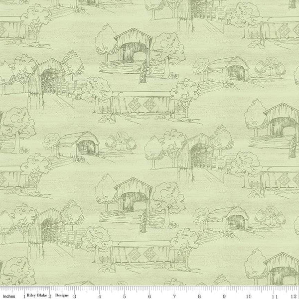 Green, Covered Bridges Collection Spring Toile CD15821