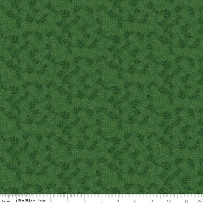 Green, Covered Bridges in Spring Collection Leaves Cotton Fabric CD15824