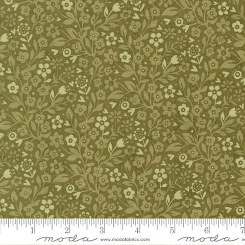 green, Fieldrush Collection Ivy Floral Cotton Fabric 30783