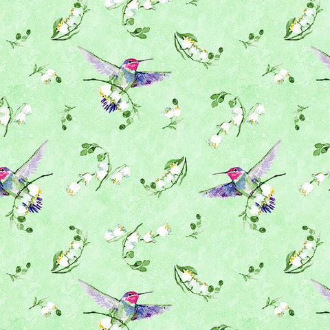 green, Floral Flutter Collection Lily of the Valley Cotton Fabric 39912