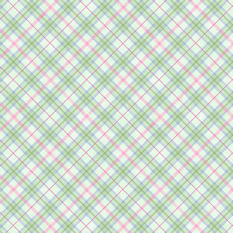 green, Floral Flutter Collection Plaid Cotton Fabric 39924
