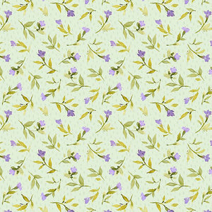 Hummingbird Floral Collection Floral Toss Cotton Fabric 3023-39831 green